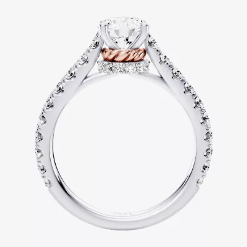 Princess Leia (F / Si1) Womens 1 3/4 CT. T.W. Lab Grown White Diamond 10K Gold Round Star Wars Side Stone Engagement Ring