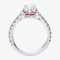 Princess Leia (F / Si1) Womens 1 3/4 CT. T.W. Lab Grown White Diamond 10K Gold Round Star Wars Side Stone Engagement Ring