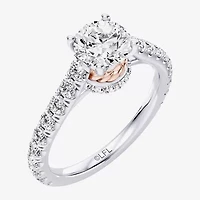 Princess Leia (F / Si1) Womens 1 3/4 CT. T.W. Lab Grown White Diamond 10K Gold Round Star Wars Side Stone Engagement Ring