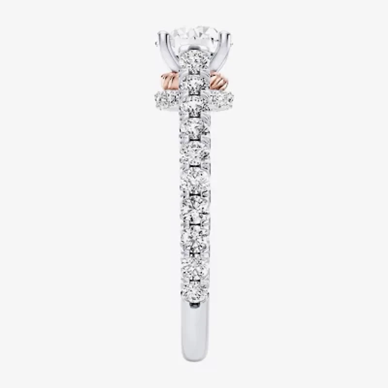 Princess Leia (F / Si1) Womens 1 3/4 CT. T.W. Lab Grown White Diamond 10K Gold Round Star Wars Side Stone Engagement Ring