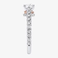 Princess Leia (F / Si1) Womens 1 3/4 CT. T.W. Lab Grown White Diamond 10K Gold Round Star Wars Side Stone Engagement Ring