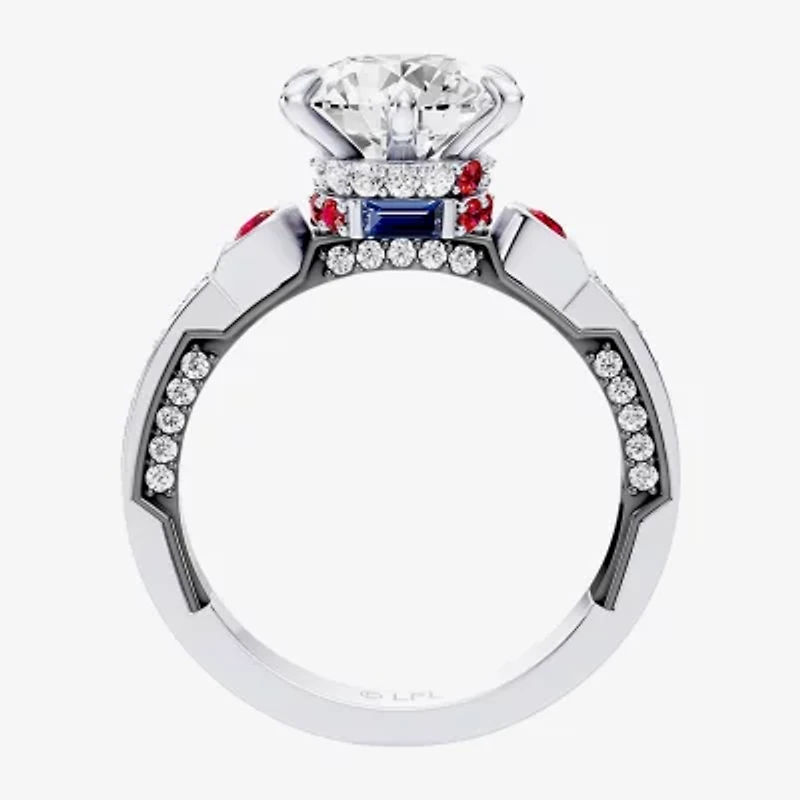 R2-D2 (F / Si1) Womens 2 1/2 CT. T.W. Lab Grown White Diamond 10K Gold Round Star Wars Side Stone Engagement Ring