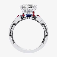 R2-D2 (F / Si1) Womens 2 1/2 CT. T.W. Lab Grown White Diamond 10K Gold Round Star Wars Side Stone Engagement Ring