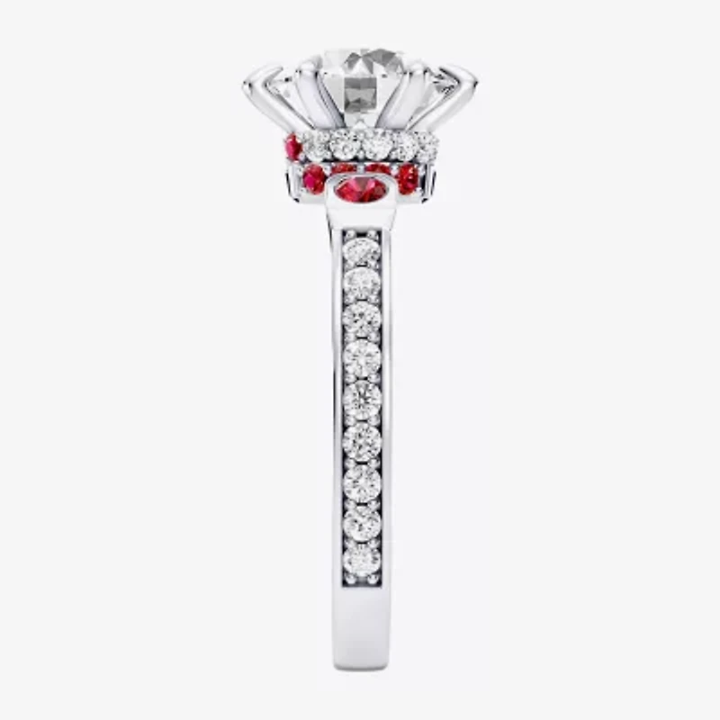 R2-D2 (F / Si1) Womens 2 1/2 CT. T.W. Lab Grown White Diamond 10K Gold Round Star Wars Side Stone Engagement Ring