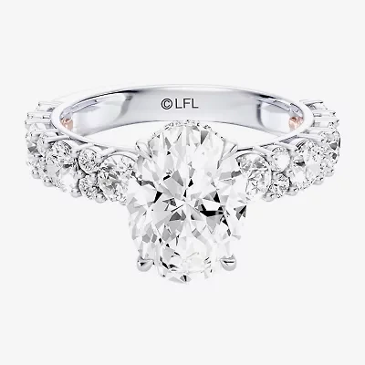 Princess Leia (F / Si1) Womens 3 5/8 Ct. T.W. Lab Grown White Diamond 10K Gold Oval Star Wars Side Stone Engagement Ring