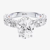 Princess Leia (F / Si1) Womens 3 5/8 Ct. T.W. Lab Grown White Diamond 10K Gold Oval Star Wars Side Stone Engagement Ring