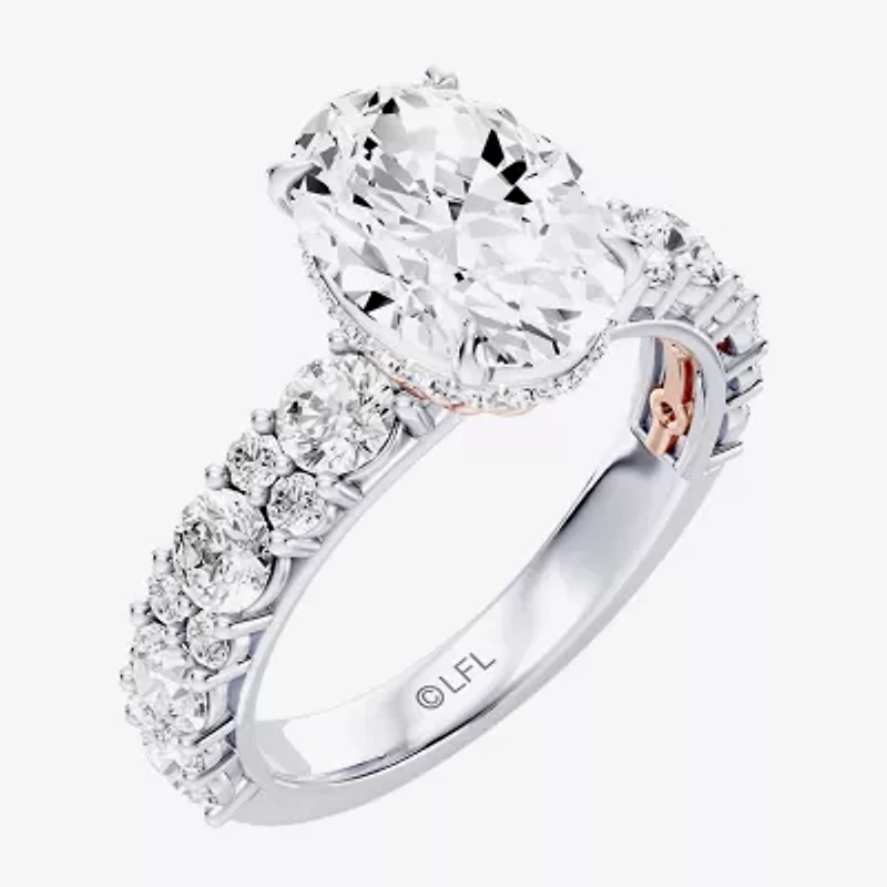Princess Leia (F / Si1) Womens 3 5/8 Ct. T.W. Lab Grown White Diamond 10K Gold Oval Star Wars Side Stone Engagement Ring
