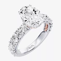 Princess Leia (F / Si1) Womens 3 5/8 Ct. T.W. Lab Grown White Diamond 10K Gold Oval Star Wars Side Stone Engagement Ring