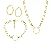 Silver Reflections Womens 14K Gold Over Brass 3-pc. Jewelry Set