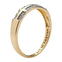 Sideways Mens Diamond Accent Natural White 10K Gold Cross Fashion Ring