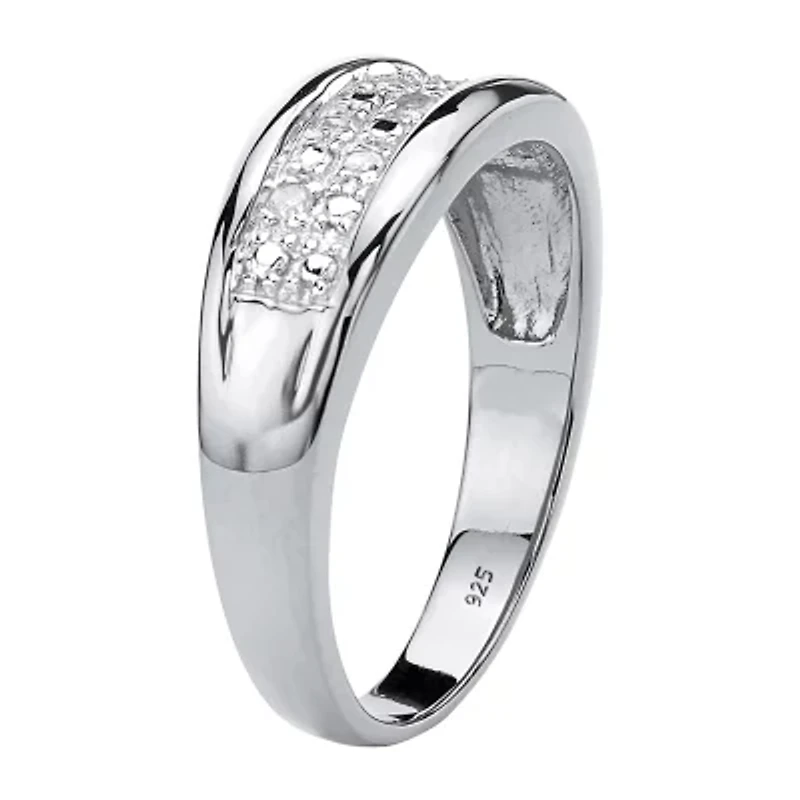 Mens 1/8 CT. T.W. Natural White Diamond Platinum Over Silver Fashion Ring