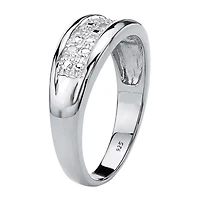 Mens 1/8 CT. T.W. Natural White Diamond Platinum Over Silver Fashion Ring