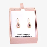 Sparkle Allure Womens Pink Crystal 18K Rose Gold Over Brass Drop Earrings