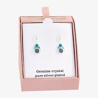 Sparkle Allure Womens Blue Crystal Pure Silver Over Brass Drop Earrings