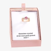 Sparkle Allure Womens Pink Crystal 18K Rose Gold Over Brass Round Cocktail Ring