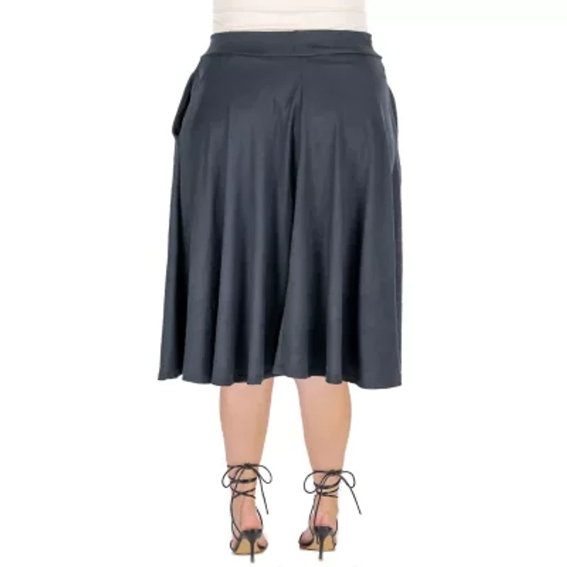 24seven Comfort Apparel Womens Mid Rise Plus A-Line Skirt