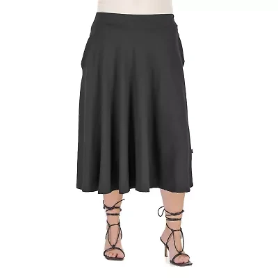 24seven Comfort Apparel Womens Mid Rise Plus A-Line Skirt