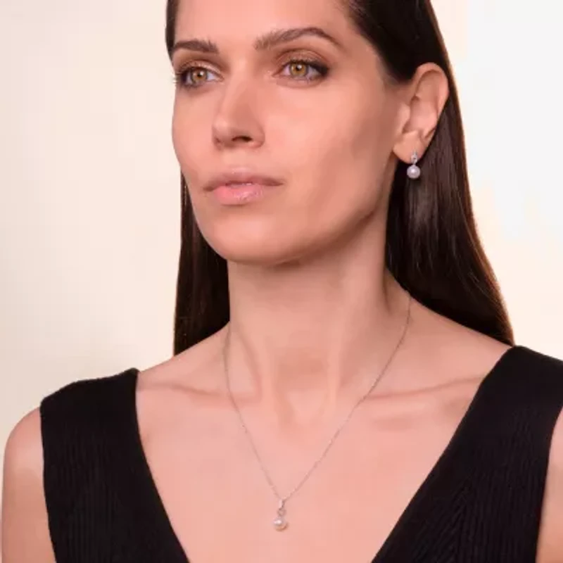 Womens White Cultured Freshwater Pearl Sterling Silver 2-pc. Jewelry Set