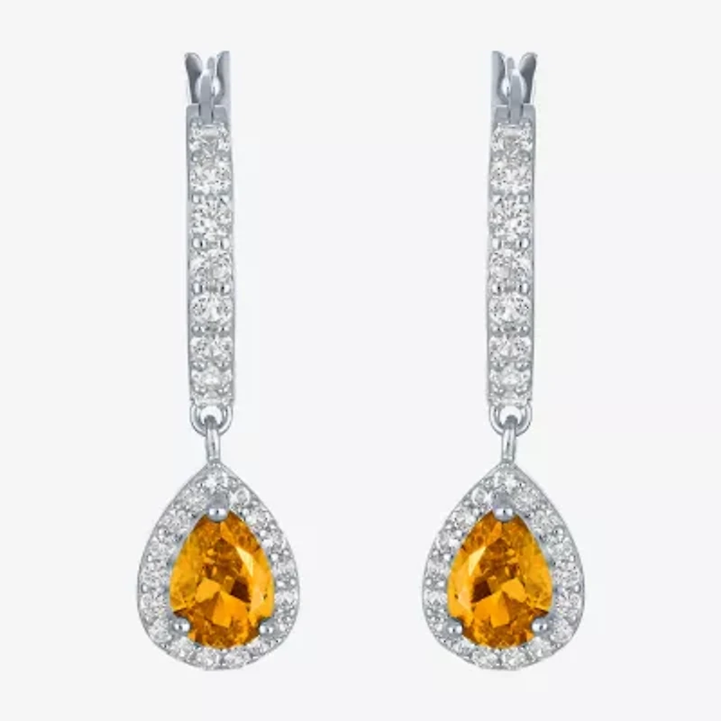 Gemstone Sterling Silver Pear Drop Earrings