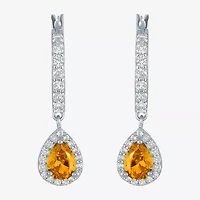 Gemstone Sterling Silver Pear Drop Earrings