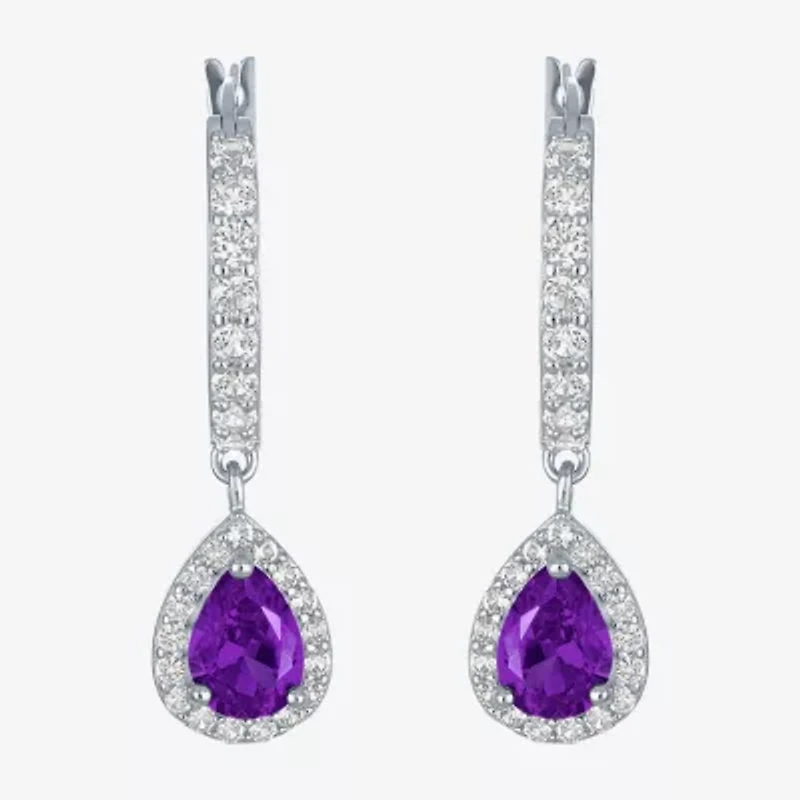 Gemstone Sterling Silver Pear Drop Earrings