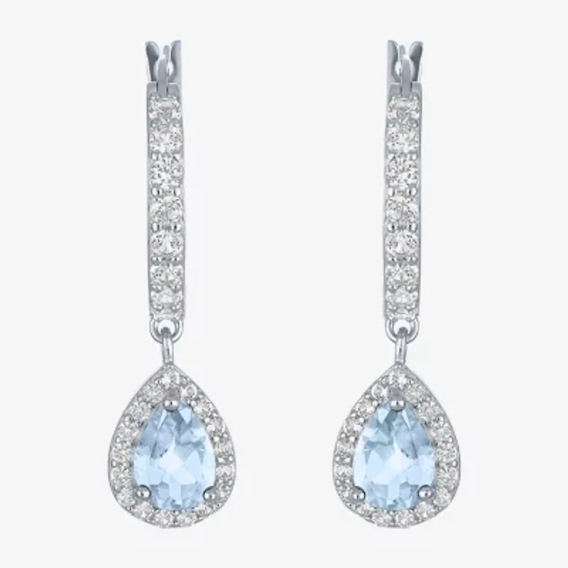 Gemstone Sterling Silver Pear Drop Earrings