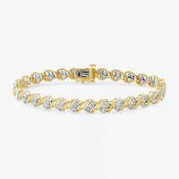 Womens 4 CT. T.W. Natural White Diamond 10K Gold 7.25 Inch Tennis Bracelet