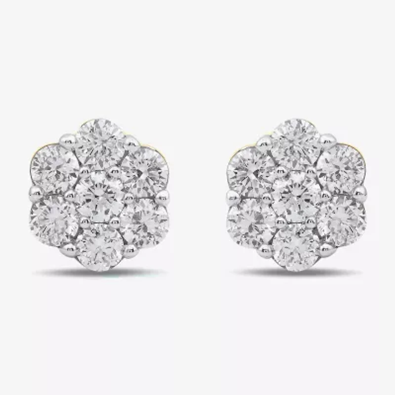 Diamond Blossom 1/4 CT. T.W. Lab Grown White 10K or Yellow Gold 5.2mm Flower Stud Earrings
