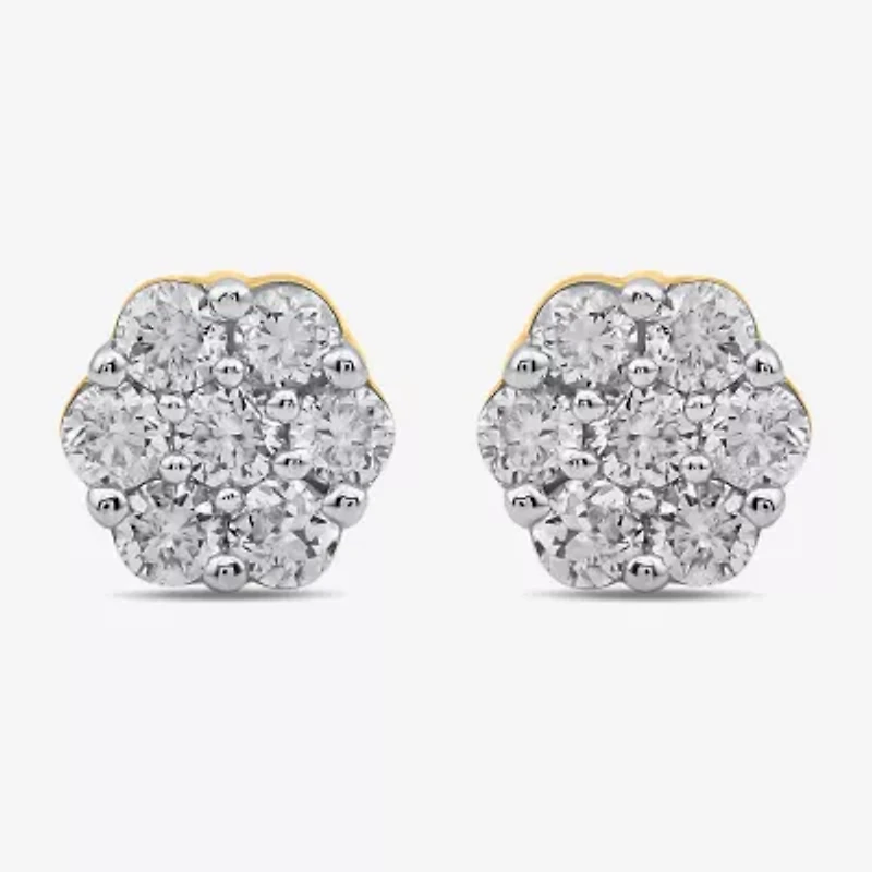 Diamond Blossom 1/10 CT. T.W. Lab Grown White 10K Gold 3.7mm Flower Stud Earrings