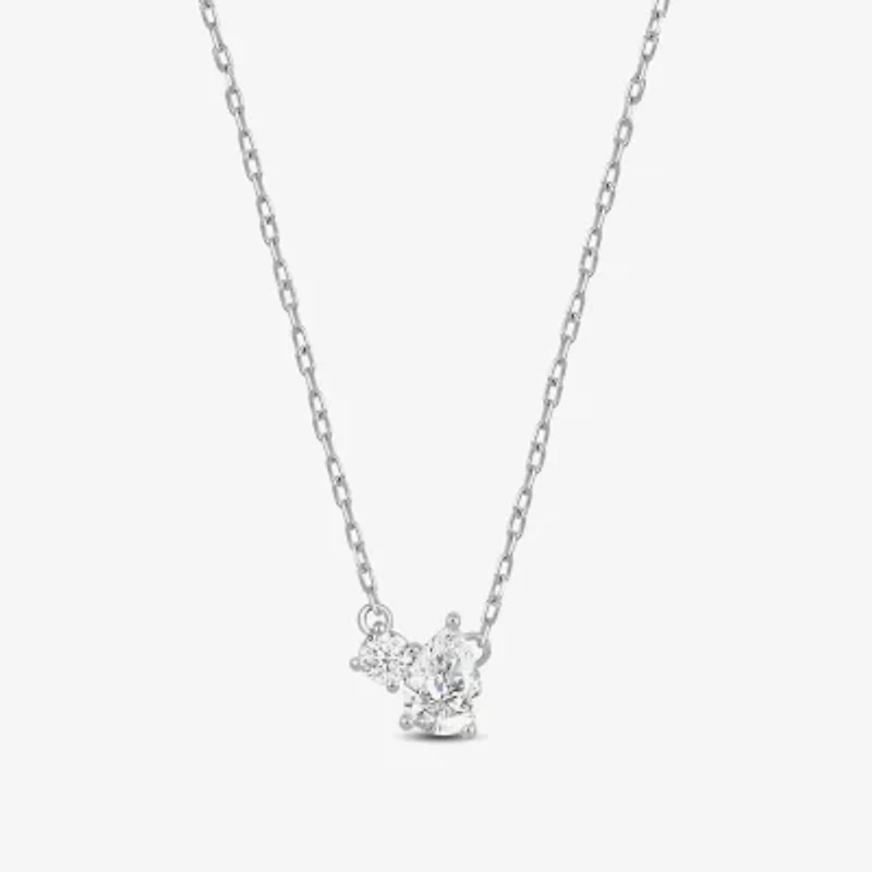 F / Si2) Womens 1/2 CT. T.W. Lab Grown White Diamond 10K Gold 18 Inch Pendant Necklace