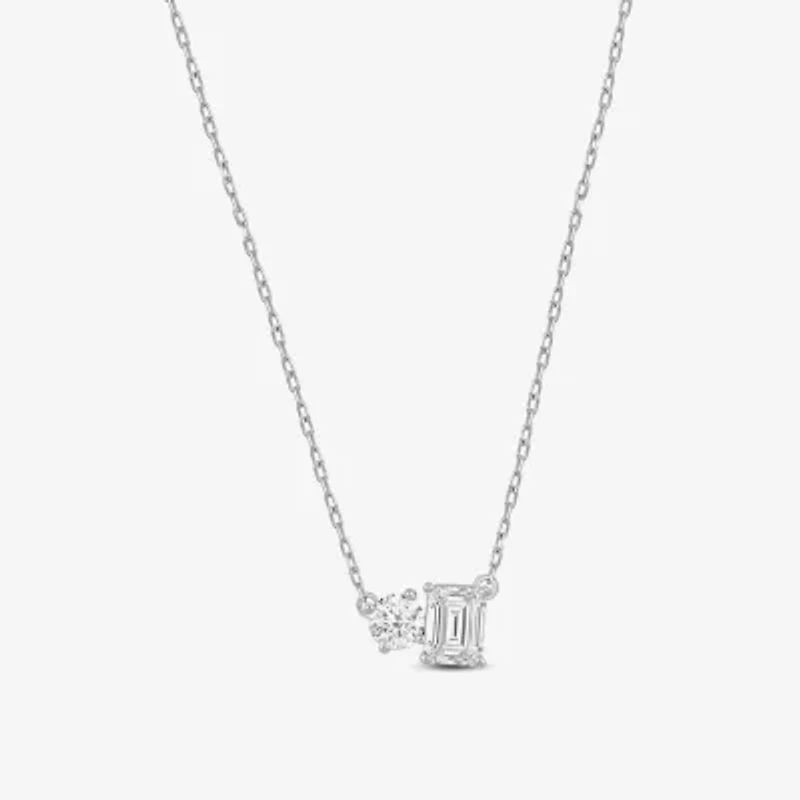 F / Si2) Womens 1 CT. T.W. Lab Grown White Diamond 10K Gold 18 Inch Pendant Necklace