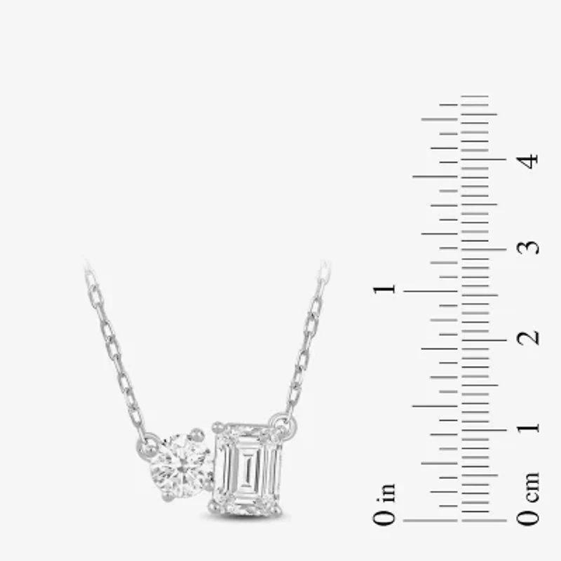 F / Si2) Womens 1 CT. T.W. Lab Grown White Diamond 10K Gold 18 Inch Pendant Necklace