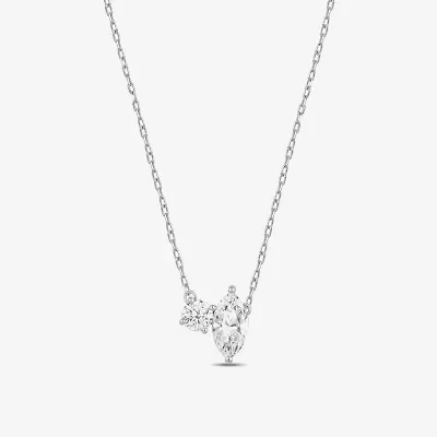 (F / Si2) Womens 1 CT. T.W. Lab Grown White Diamond 10K Gold 18 Inch Pendant Necklace