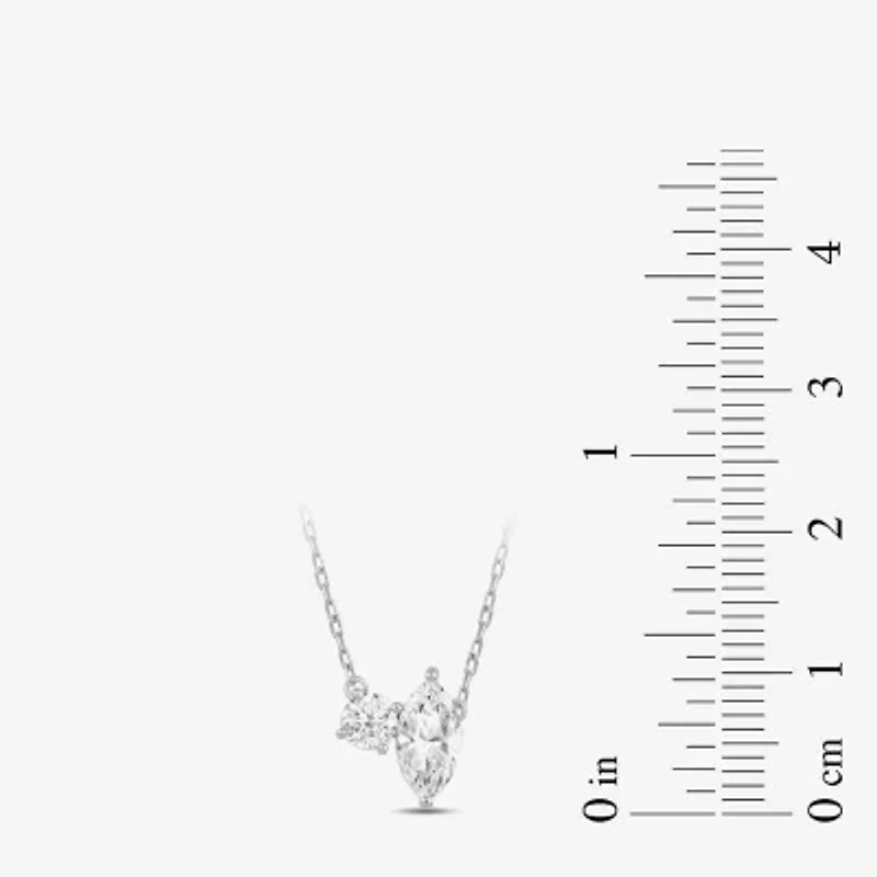 (F / Si2) Womens 1 CT. T.W. Lab Grown White Diamond 10K Gold 18 Inch Pendant Necklace