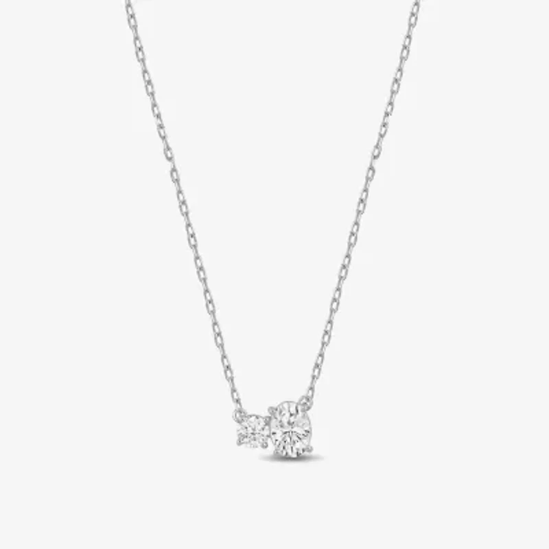F / Si2) Womens 1 CT. T.W. Lab Grown White Diamond 10K Gold 18 Inch Pendant Necklace