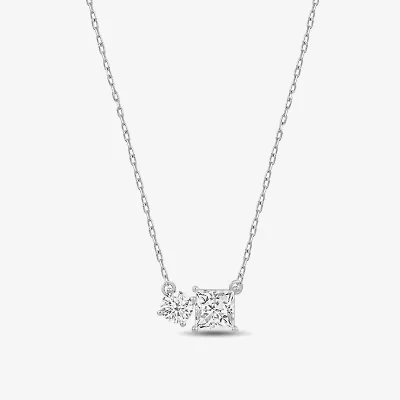 (F / Si2) Womens 1 CT. T.W. Lab Grown White Diamond 10K Gold 18 Inch Pendant Necklace