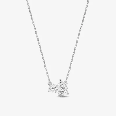 (F / Si2) Womens 1 CT. T.W. Lab Grown White Diamond 10K Gold 18 Inch Pendant Necklace