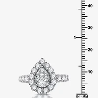 (H-I / I1) Womens 4 CT. T.W. Lab Grown White Diamond 10K Gold Pear Side Stone Halo Bridal Set
