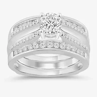 Womens 1/2 CT. T.W. Natural White Diamond 14K Gold Wedding Ring Guard