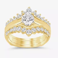 Womens 1 CT. T.W. Natural White Diamond 14K Gold Wedding Ring Guard