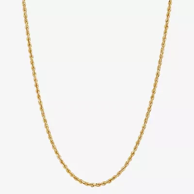 Womens 10K Gold 16 Inch Rope Chain Necklace