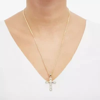 Crucifix Mens 10K Gold Cross 22 Inch Pendant Necklace