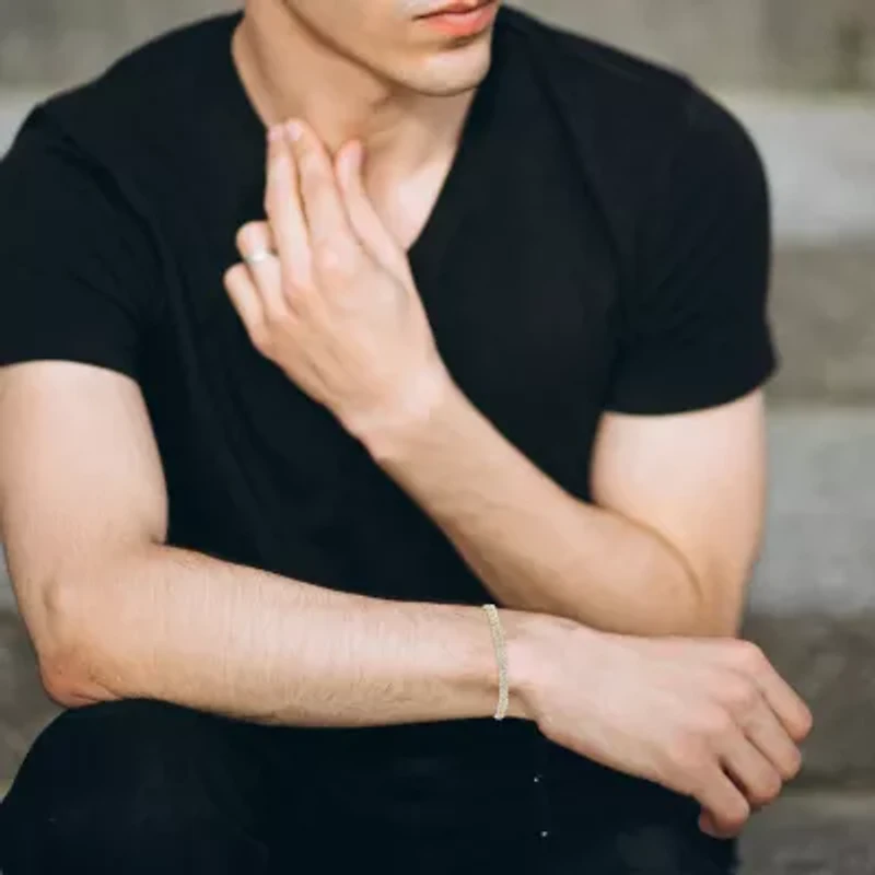 Mens 10K Gold 8 1/2 Inch Link Chain Bracelet