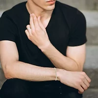 Mens 10K Gold 8 1/2 Inch Link Chain Bracelet