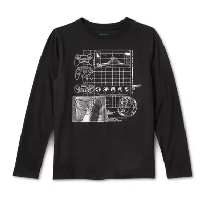 Thereabouts Little & Big Kid Boys Crew Neck Long Sleeve Regular Fit Graphic T-Shirt