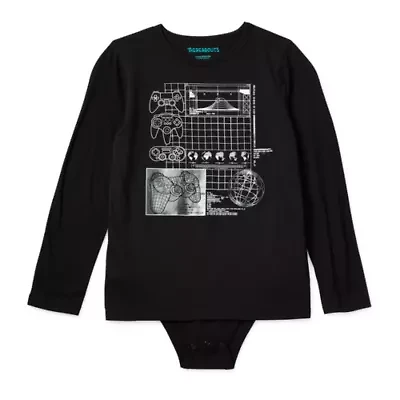 Thereabouts Little & Big Kid Boys Bodysuit Closure Easy-on + Easy-off Adaptive Crew Neck Long Sleeve