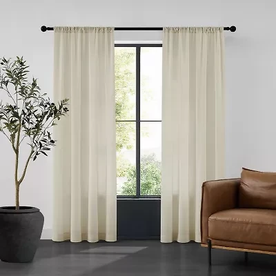 TRU-BARRIER Sheerbarrier Privacy Rod Pocket Sheer Set of 2 Curtain Panel