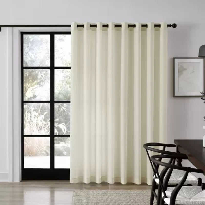 TRU-BARRIER Sheerbarrier Privacy Sheer Grommet Top Single Patio Door Curtain