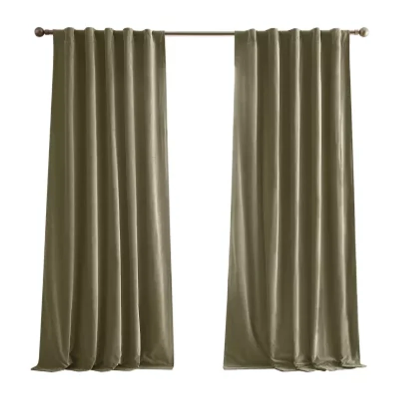 Brooklyn Loom Matte Cotton Velvet Rod Pocket Room Darkening Set of 2 Curtain Panel