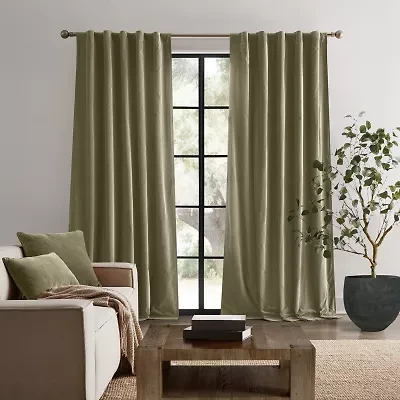 Brooklyn Loom Matte Cotton Velvet Rod Pocket Room Darkening Set of 2 Curtain Panel
